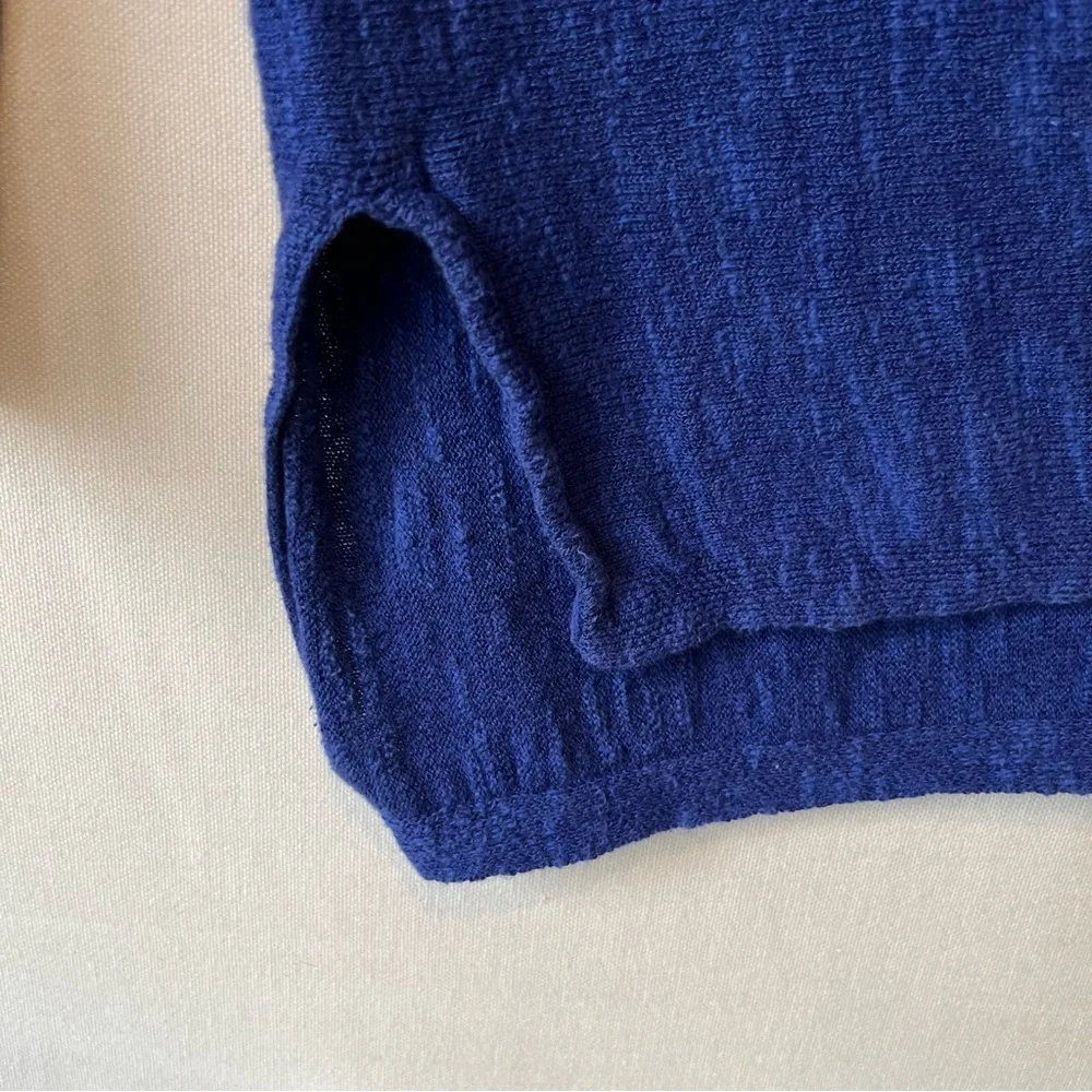 Eileen Fisher Organic Linen cotton tee XXS Blue Boatneck 3/4 sleeves top HOLE - Picture 6 of 8